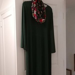 J Jill green maxi dress with scarf